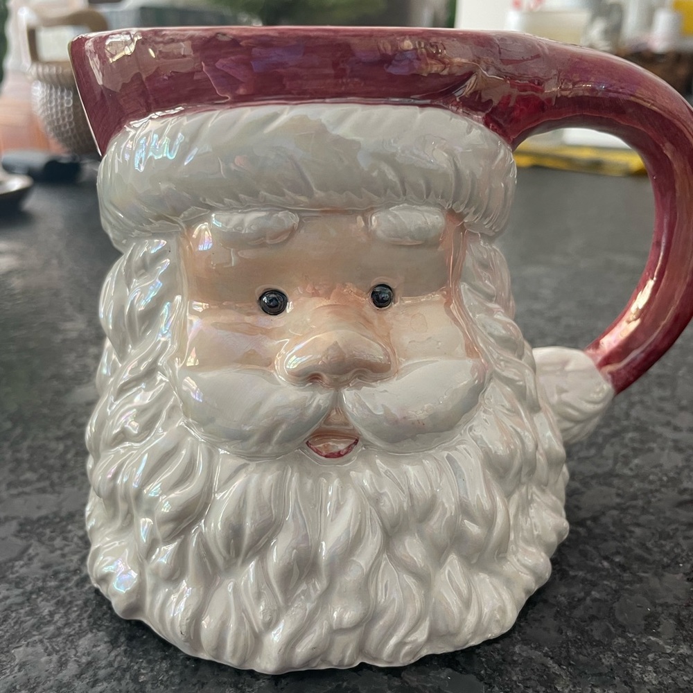 Vintage Iridescent Santa Mug Large